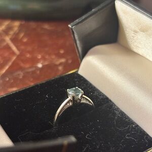 Aquamarine and White Gold Ring